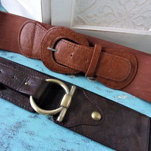 2 FALL CINCH BELTS Women's Size M Chocolate & Caramel Wide Stretch